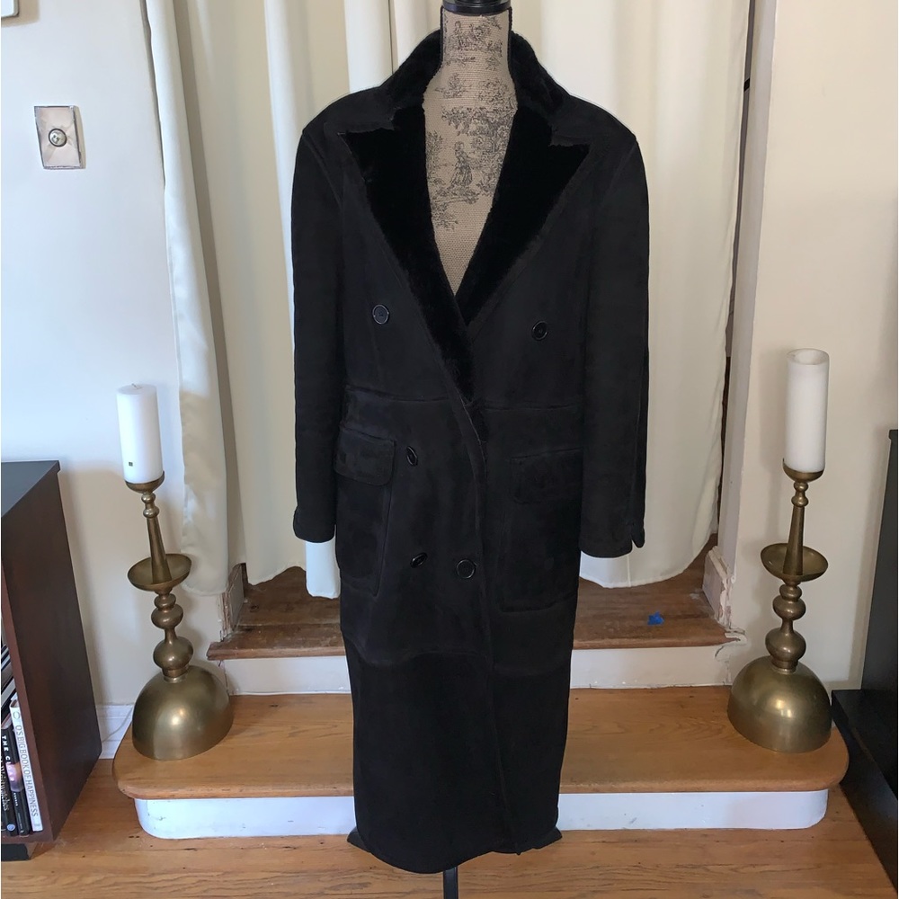 Vintage black shearling coat size 12 in mint condition